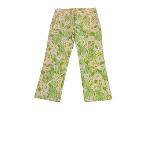 Lilly Pulitzer Girl 12 Green Floral Adjustable Waist Pants 2140